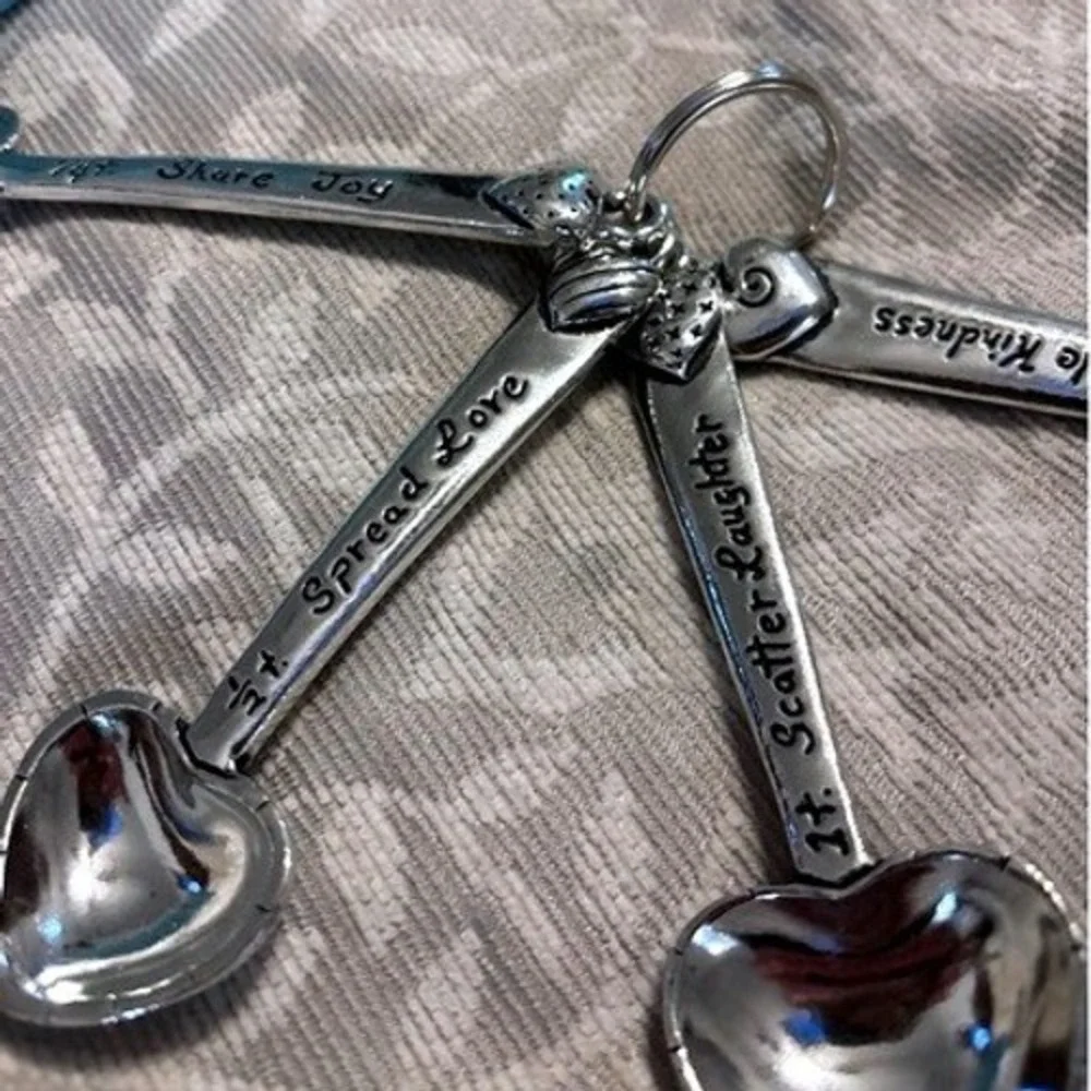 Basic Spirit Heart Measuring Spoons Pewter Inspirational Set with Gift Box‎